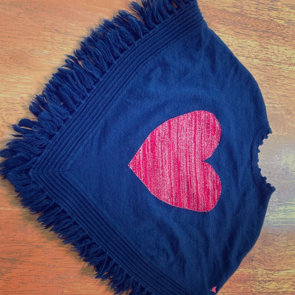 Poncho sweater navy with ❤️ heart!!